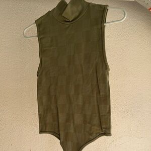 Forever 21 Olive Green Sleeveless Turtleneck Bodysuit